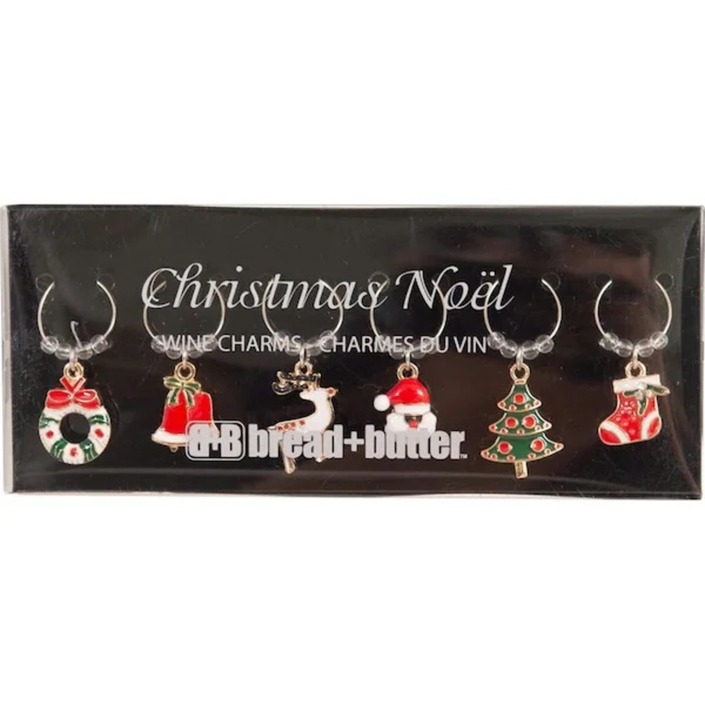 Bread and Butter Christmas Noël Wine Charms 6 Pack